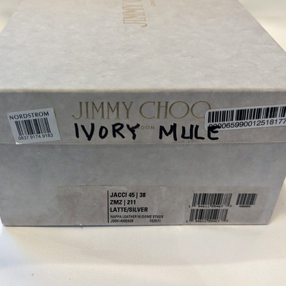Jimmy Choo Ivory Studded Slide Sandal Sz 38 Color: Latte - Picture 6 of 9